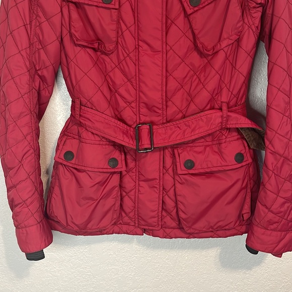 Superdry Motorbike Japan Womens Red Quilted Jacket Fleece Lined Size Medium - Picture 4 of 15